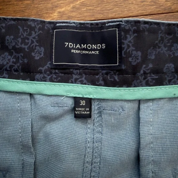7 Diamonds Dynamic Performance Shorts Mens 30 Light Blue Chino Stretch Golf - Picture 3 of 10